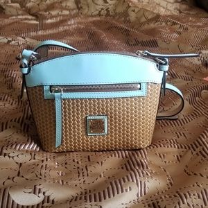 D & B Small Domed Crossbody Pale Blue/Tan